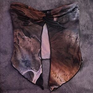 Multicolor Abstract Strapless Top